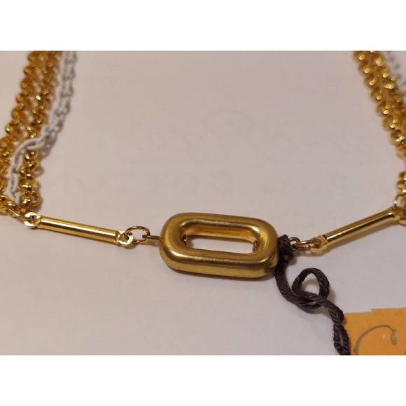 Vintage Castlecliff Gold White Tone Necklace Chain Link Choker NEW With Tags - Picture 3 of 13